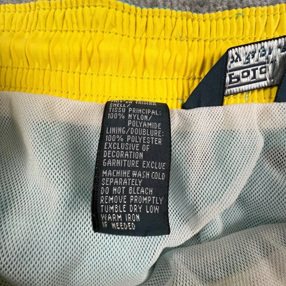 Polo Ralph Lauren Mens Teal Blue Yellow Swim Trunks Medium Mesh Lined Drawstring